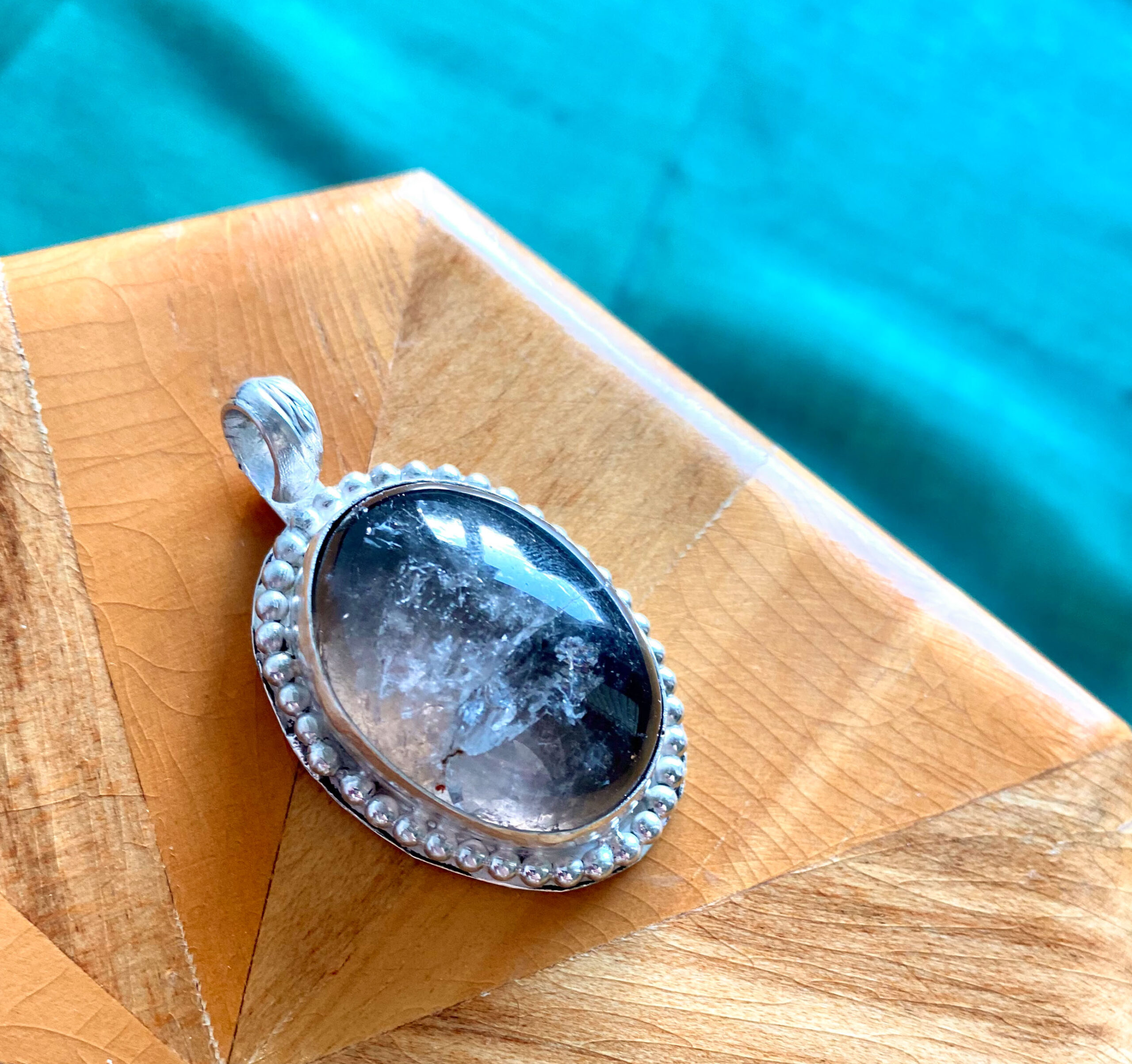 Smoky quartz silver pendant